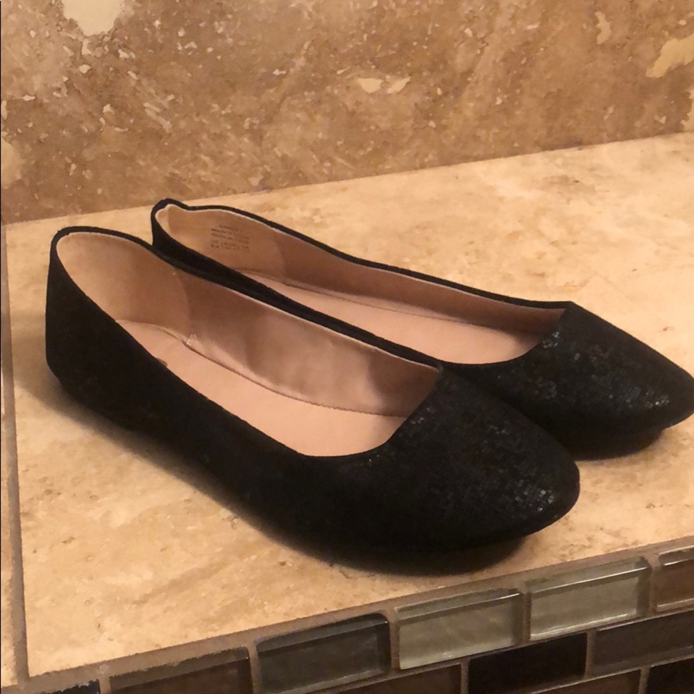 Black Sparkly Flats